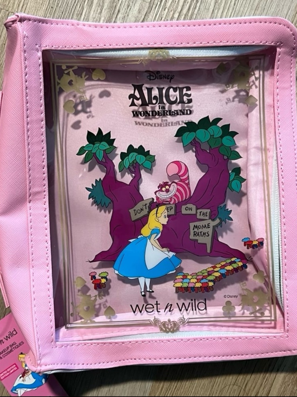 wet n wild Pink Alice in Wonderland Clear Panel Cosmetic Pouch